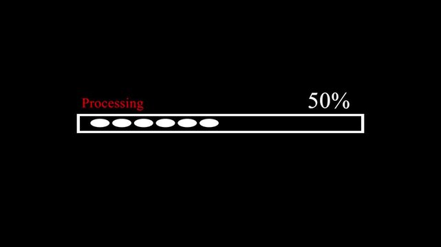 
Processing icon 0 to 100 % loading bar animation 4k video on dark background  video..