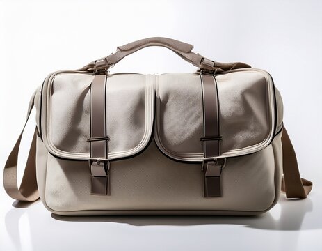 classic fabric travel bag with straps file of isolated cutout object with shadow on white background
