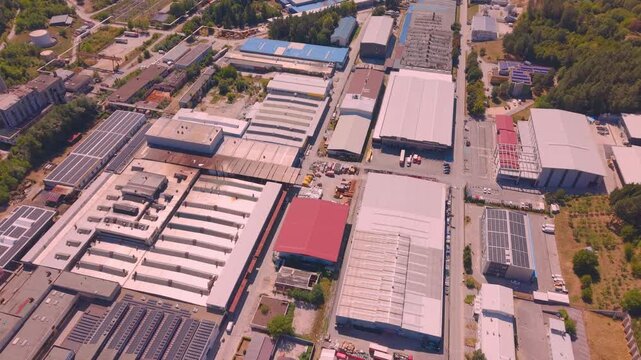 Aerial View of Pretis Industrial Zone Commercial Buildings and Factories in Vogosca Sarajevo