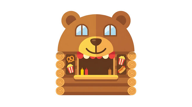 Bear-shaped food concession stand illustration