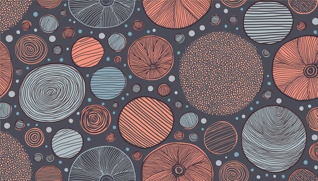 seamless pattern with doodle circles randomly distributed