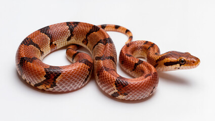Obraz premium Brazilian Rainbow Boa Isolated on Seamless White Studio Background