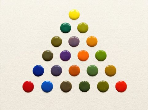 Color palette of glossy dots in a triangular arrangement