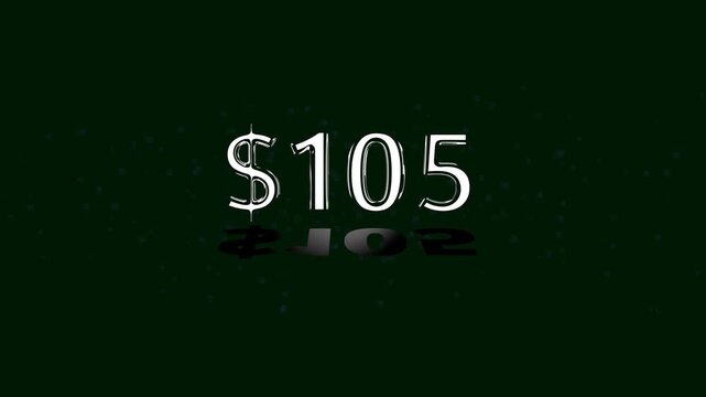 105 dollar number illustration. on a black background. and creating a stunning 4k illustration.
