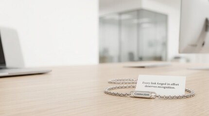 Obraz premium Silver chain with card reading Every link forges deserves recognition