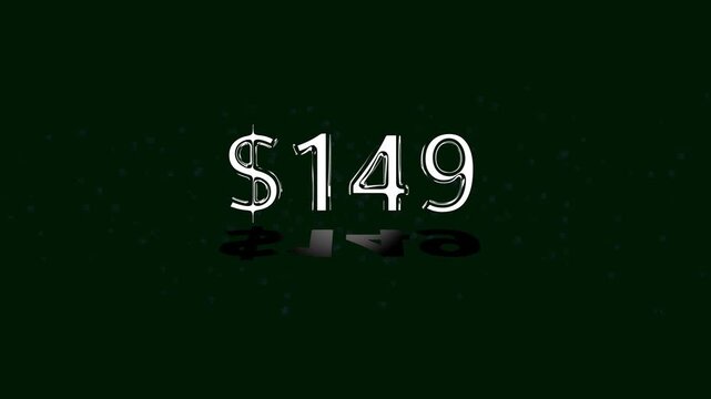 149 dollar number illustration. on a black background. and creating a stunning 4k illustration.