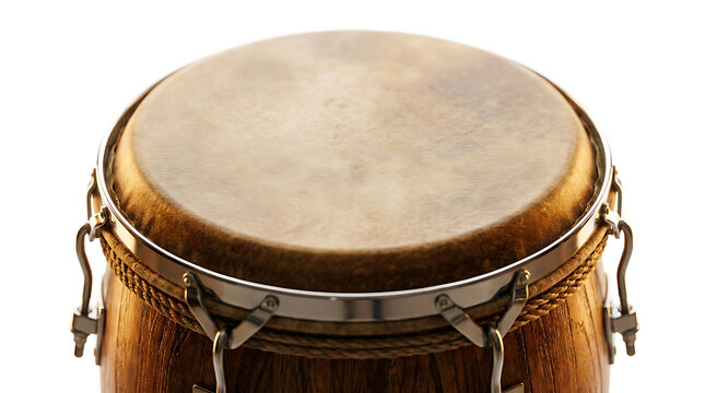 Conga Drum Isolated on White Background, Musical Instrument, Percussion, Rhythmic Design, Studio Shot. with Wood