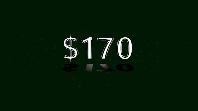 170 dollar number illustration. on a black background. and creating a stunning 4k illustration.