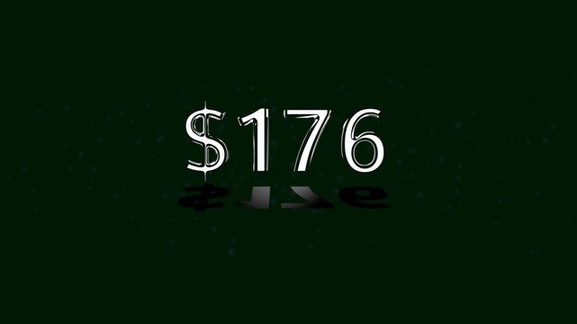 176 dollar number illustration. on a black background. and creating a stunning 4k illustration.
