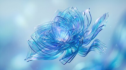 Obraz premium Abstract Futuristic Blue Glass Lotus Flower Glowing with Elegant Translucent Petals Desktop Wallpaper