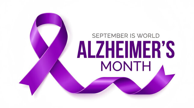 Purple awareness ribbon for world alzheimers month medical campaign design