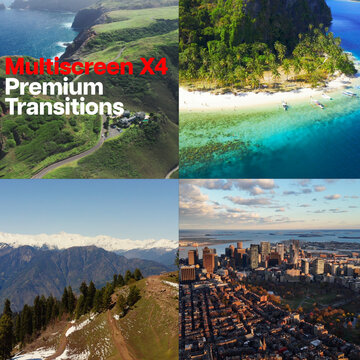 Premium Transitions Multiscreen X4 73 Variations SQUARE &ndash; Four Screen Transitions, Quad Video Split Screen Layouts and Dynamic Multi Panel Effects for Professional Video Editing