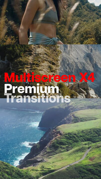 Premium Transitions Multiscreen X4 73 Variations VERTICAL &ndash; Four Screen Transitions, Quad Video Split Screen Layouts and Dynamic Multi Panel Effects for Professional Video Editing
