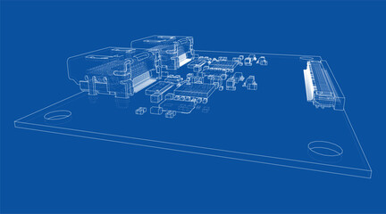 Fototapeta premium circuit board wireframe illustration. Vector
