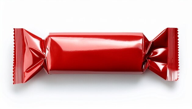 blank red candy bar wrapper isolated on white background