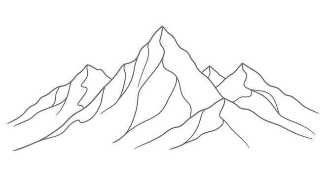 Minimalist mountain range line art modern landscape illustration