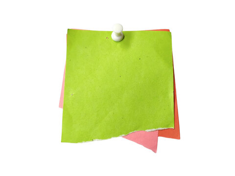 Bright green sticky note pinned with white thumbtack