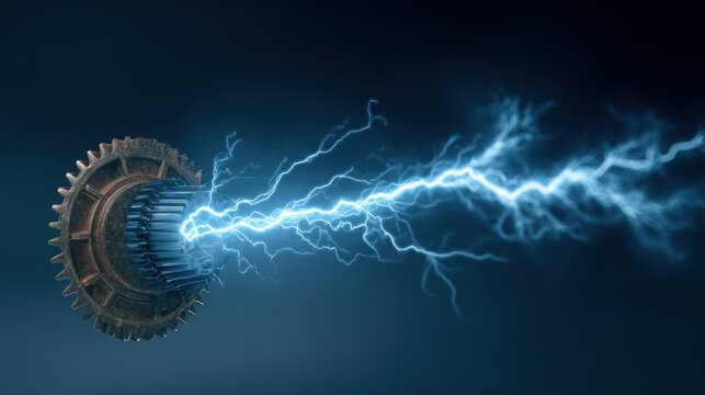 Mechanical Gear Emitting Lightning Energy