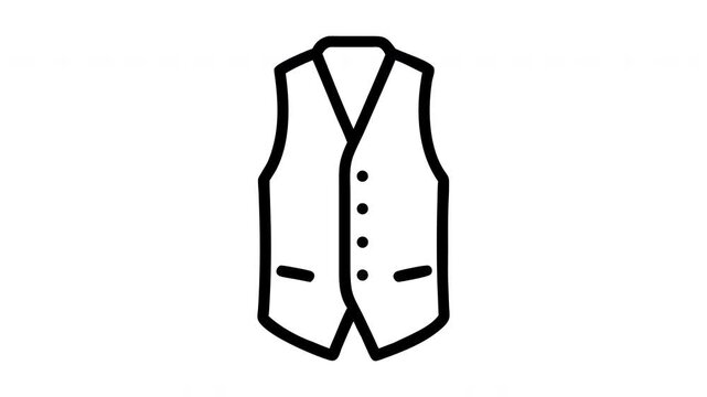 Animated line art vest icon rotating for fashion and retail business presentation loop