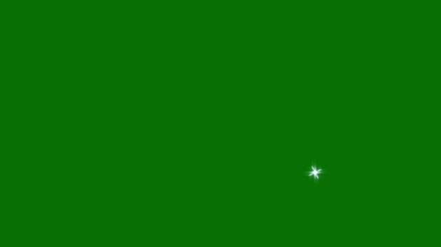 sparkle twinkle glitter star overlay animation, white doodle cartoon blinking stars, seamless loop magical shiny  festive holiday shimmering light effect on green background 4k