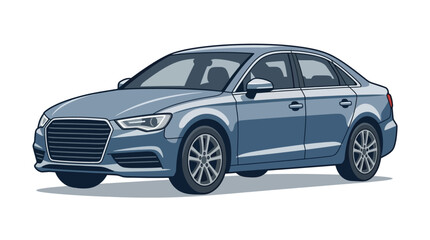 Fototapeta premium Generic modern four-door sedan passenger car isolated on plain white background, side view of sleek contemporary automobile for transport and automotive concepts.