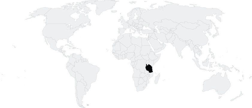 Tanzania Location on Map of the World, Country in Africa.