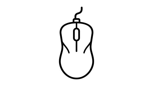 Black outline icon of computer mouse wired peripheral device control.