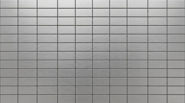 Brushed Silver Metallic Rectangular Tile Grid Texture Background