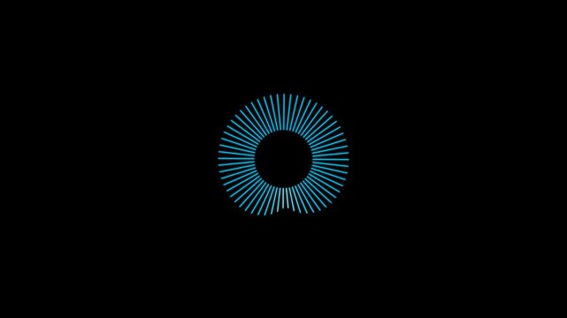 Abstract geometry animation with blue radial lines forming a circular optical illusion pattern on black
