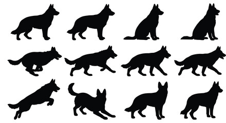 Obraz premium German_Shepherd_dog_silhouettes_?degine