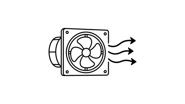 Ventilation exhaust fan line icon on transparent background.