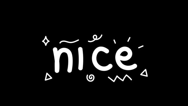 playful nice word graphic element handwritten typography on black background