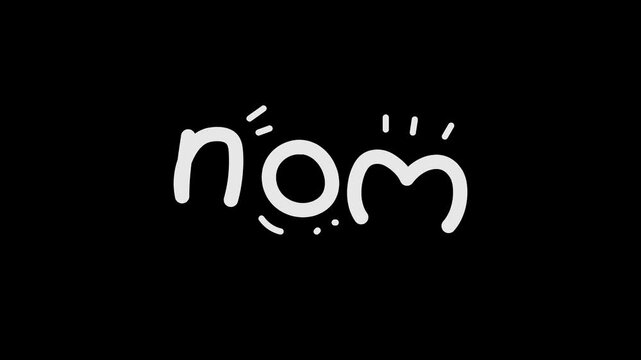 nom nom cute eating text animation hand drawn overlay loop