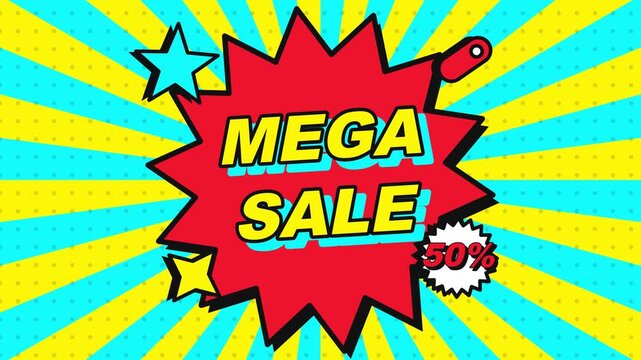 Dynamic Mega Sale Comic Book Style Promotion.