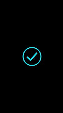 Abstract check mark symbol in circle icon. chick mark icon, ok button animation, payment successfully send check mark icon. alpha channel 4k