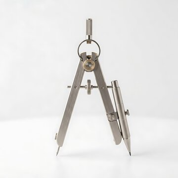 Adjustable metal drafting compass on white isolated on white background