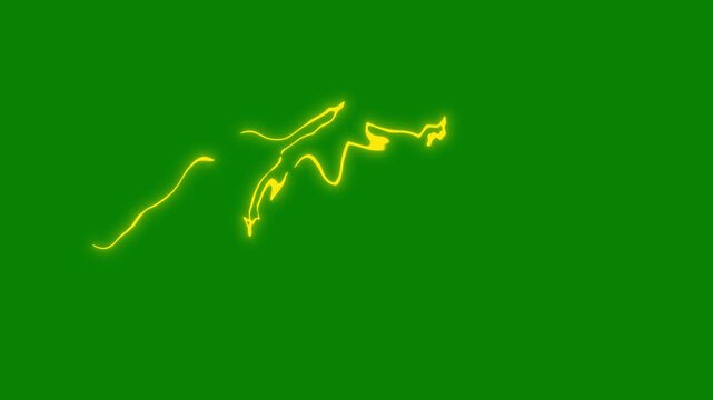 Short golden electric spark and micro yellow lightning flash on green screen 4K