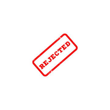 Red rejected rubber stamp seal icon isolated on transparent background