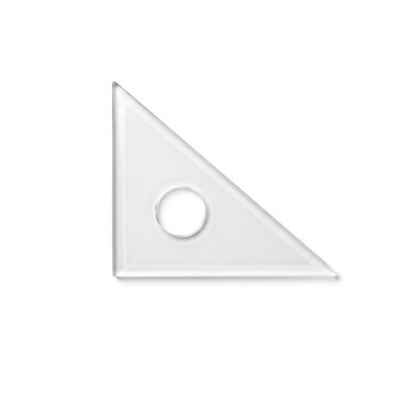 Clear plastic triangle set square tool isolated on white background