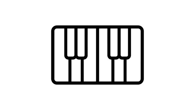 Piano keyboard icon in black outline for music education.