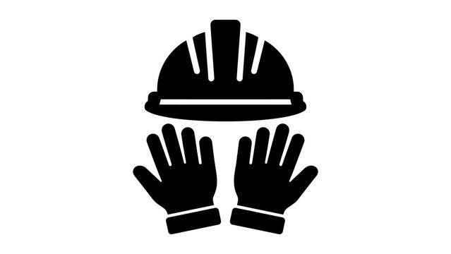 Safety hard hat and gloves for industrial work protection.