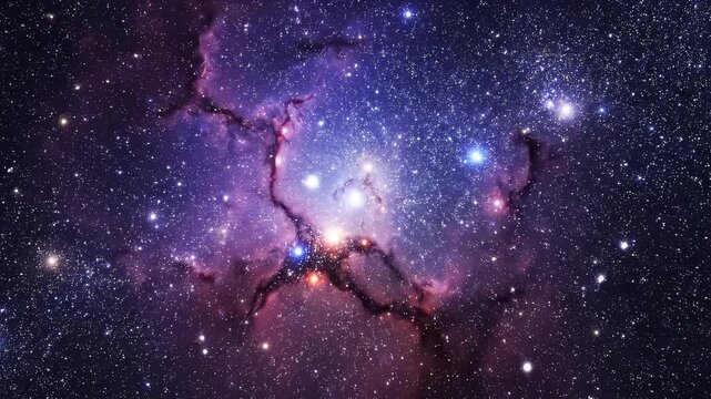 Nebula gas clouds and bright star formation in deep space during cosmic exploration
