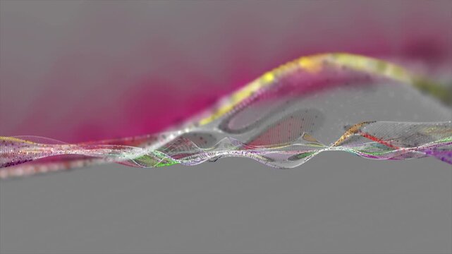 Fantastic video animation with particle wave object in slow motion, 4096x2304 loop 4K