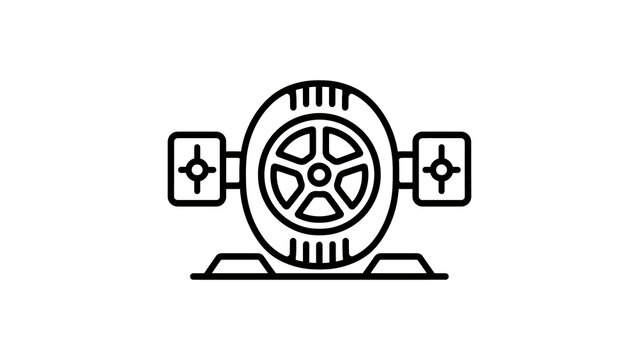 Wheel alignment equipment line icon for automotive service.