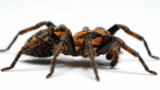 Wolf spider on white background showing texture
