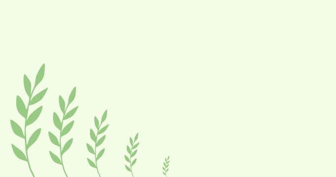 Leaf decoration animation on a light green background with copy space.
