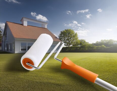 paint roller with long extension pole improving home