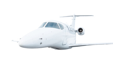 Fototapeta premium White modern luxury private jet fly isolated