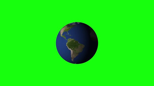Planet Earth Rotating Realistic Globe Loop Isolated Green Screen Motion Graphic