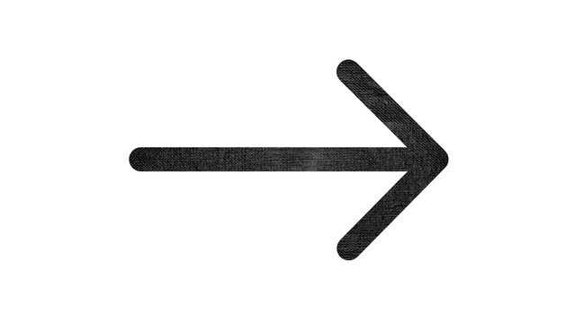 Black textured arrow icon pointing right on clean white background for business, direction, interface, web navigation, pointer, and symbol design.